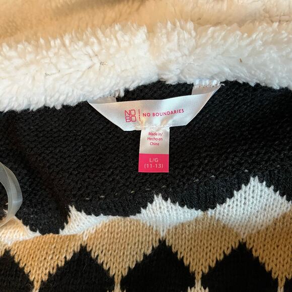 No Boundaries Hooded Sweater Black/Neutral Size Large 11/13 - Picture 7 of 8